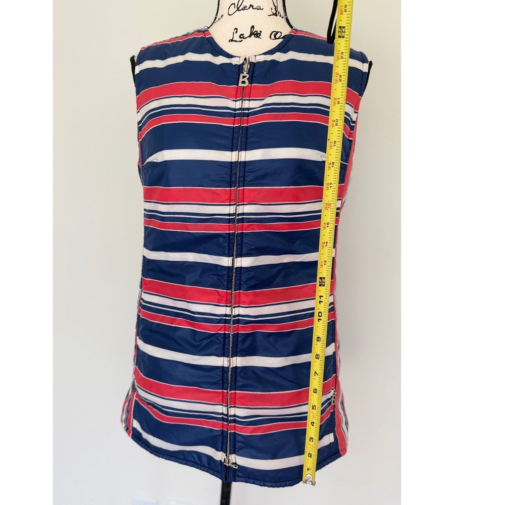 Bogner Vintage Striped Puffer Vest Red White Blue Nylon Zip Front Size 12/40 - Picture 6 of 15